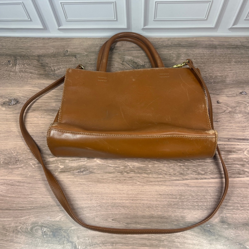 Vintage Valerie Stevens Satchel Handbag Medium Tan Leather Crossbody Bag